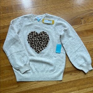 Market & Spruce Beige Sweater with Leopard Heart